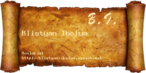 Blistyan Ibolya névjegykártya